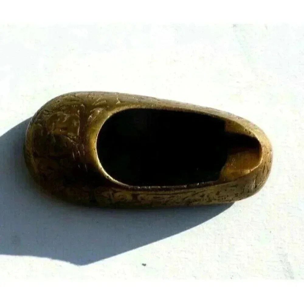 Vintage Brass Ashtray Slipper Shoe Etched Design Cigarette Ashtray Made in India